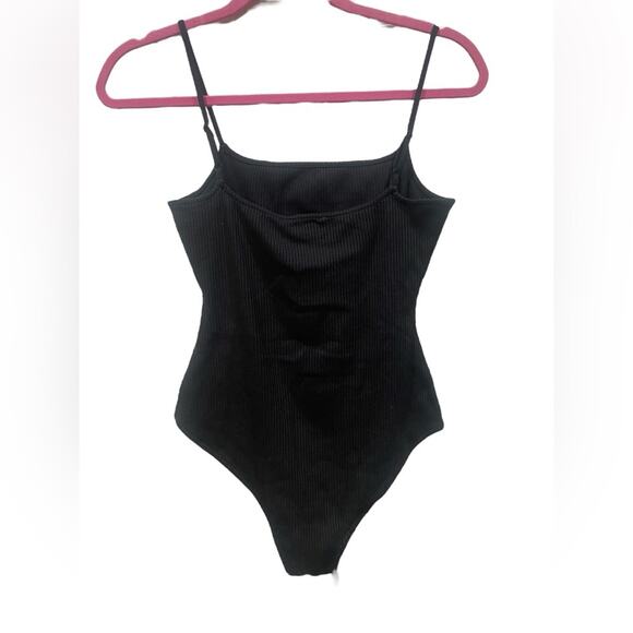 Sezane Black Ribbed Tank Bodysuit NWT Snap Closure- Medium - Picture 2 of 9